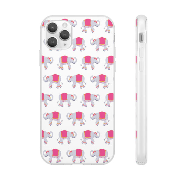 Flexible Phone Case - Preppy Chinoiserie Elephant Pattern  iphone Samsung clear access to all ports and functions