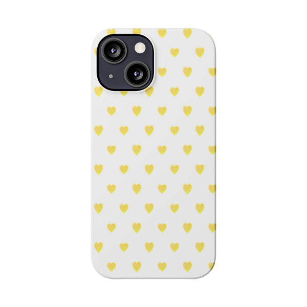 Preppy Hearts in Yellow, Heart Pattern,  Preppy Gift summer iPhone Case, Samsung Slim and Sleek, Classic, Impact Resistant Shell