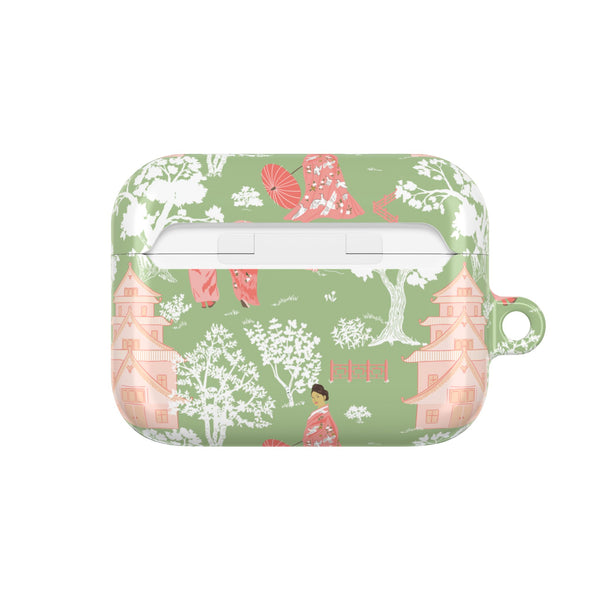 Chinoiserie Green and Pink Vintage Pattern AirPod Case, , Gift for Her, Cute Accessories, AirPods Cover, Grand Millennial