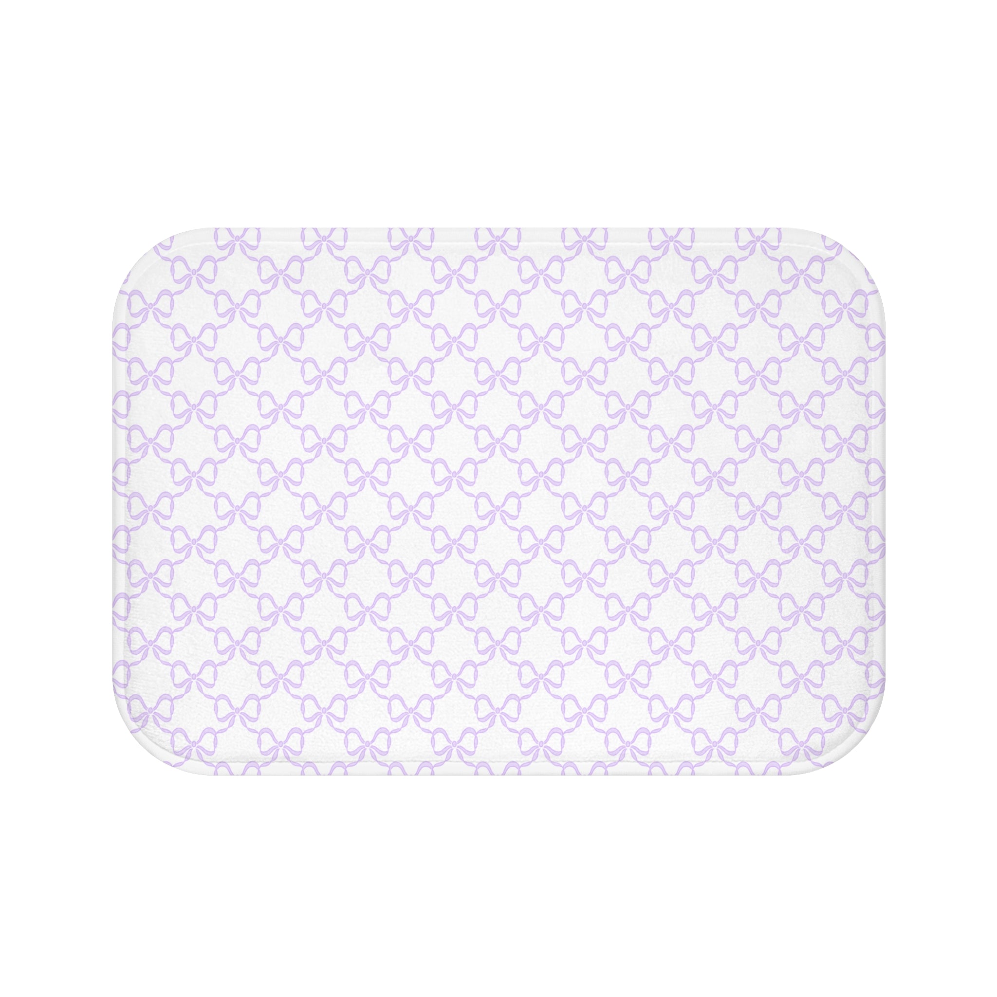 Bath Mat Preppy Watercolor Lavender Lilac Bow Pattern, two sizes, anti-slip back
