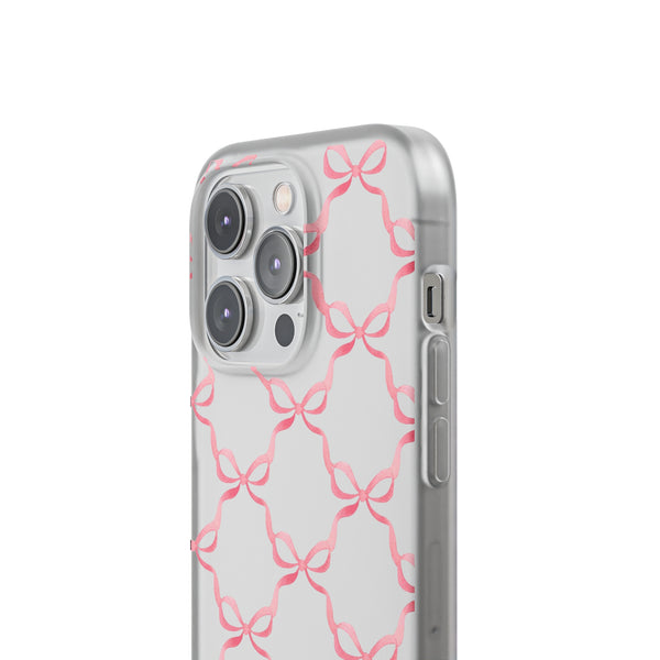 Flexible Phone Case - Preppy Chinoiserie Watercolor Bows iphone Samsung clear access to all ports and functions