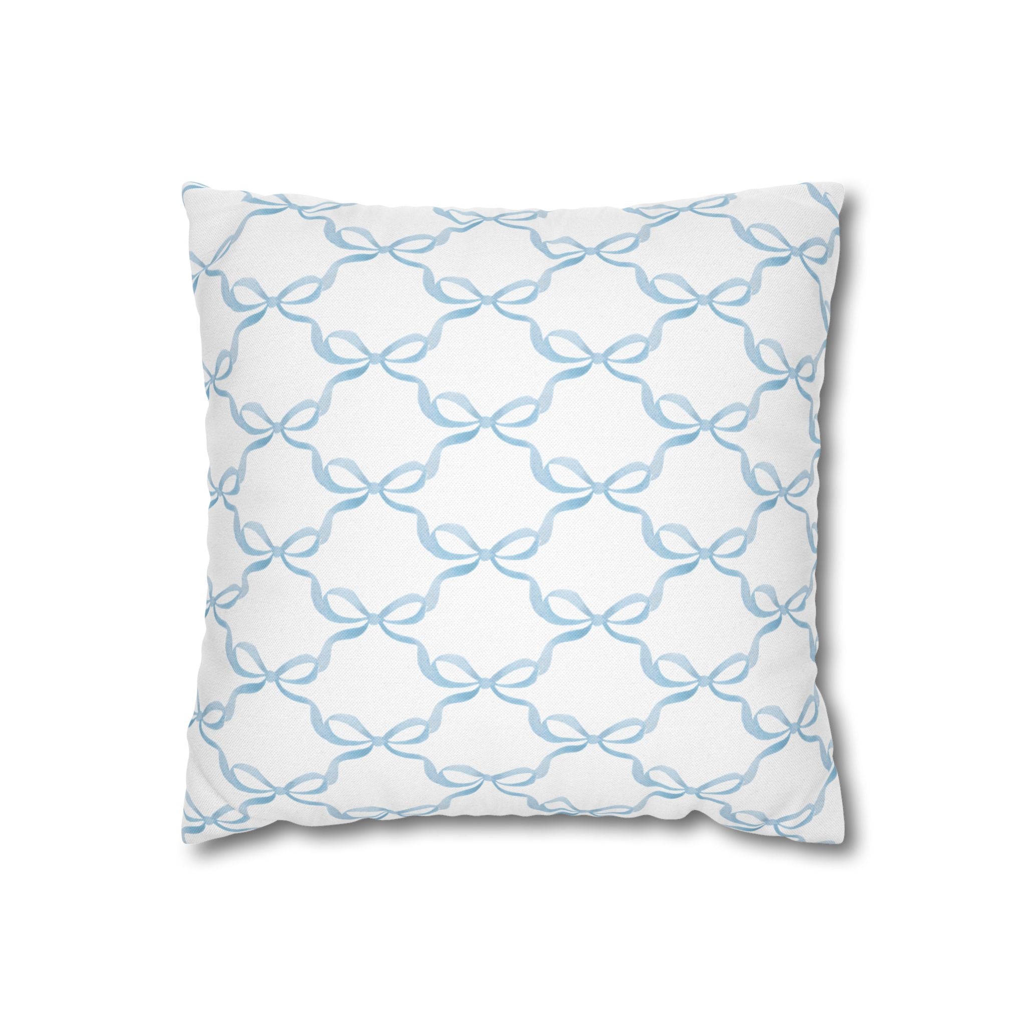 Watercolor Bow Blue Pillow Cover with Zip Closure - Cover Only - Insert not included - teen, tween, dorm room