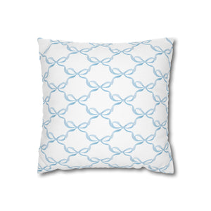 Watercolor Bow Blue Pillow Cover with Zip Closure - Cover Only - Insert not included - teen, tween, dorm room