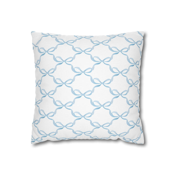 Watercolor Bow Blue Pillow Cover with Zip Closure - Cover Only - Insert not included - teen, tween, dorm room