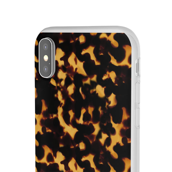 Flexible Phone Case - Tortoise Print Chic Spots leopard in classic neutral phones iphone Samsung clear access to all ports and functions