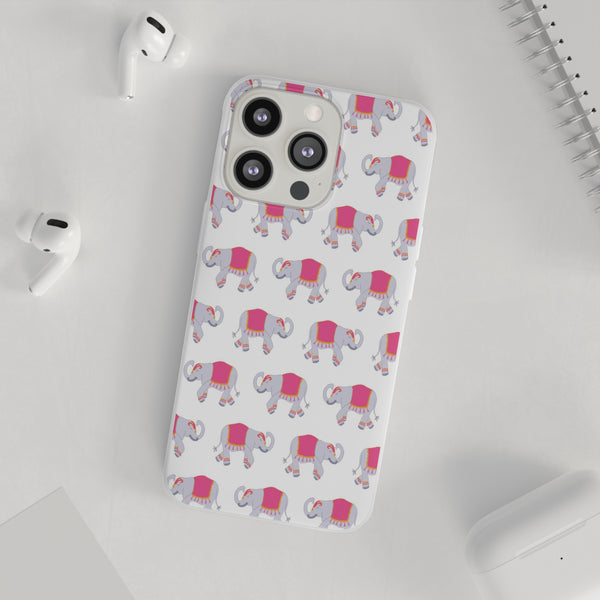 Flexible Phone Case - Preppy Chinoiserie Elephant Pattern  iphone Samsung clear access to all ports and functions