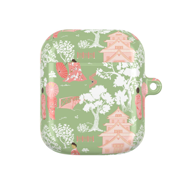Chinoiserie Green and Pink Vintage Pattern AirPod Case, , Gift for Her, Cute Accessories, AirPods Cover, Grand Millennial