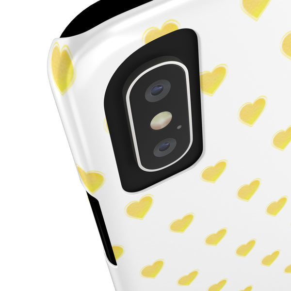 Preppy Hearts in Yellow, Heart Pattern,  Preppy Gift summer iPhone Case, Samsung Slim and Sleek, Classic, Impact Resistant Shell