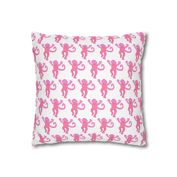 Preppy Monkey Pattern Hot Pink Pillow Cover with Zip Closure - Cover Only - Insert not included
