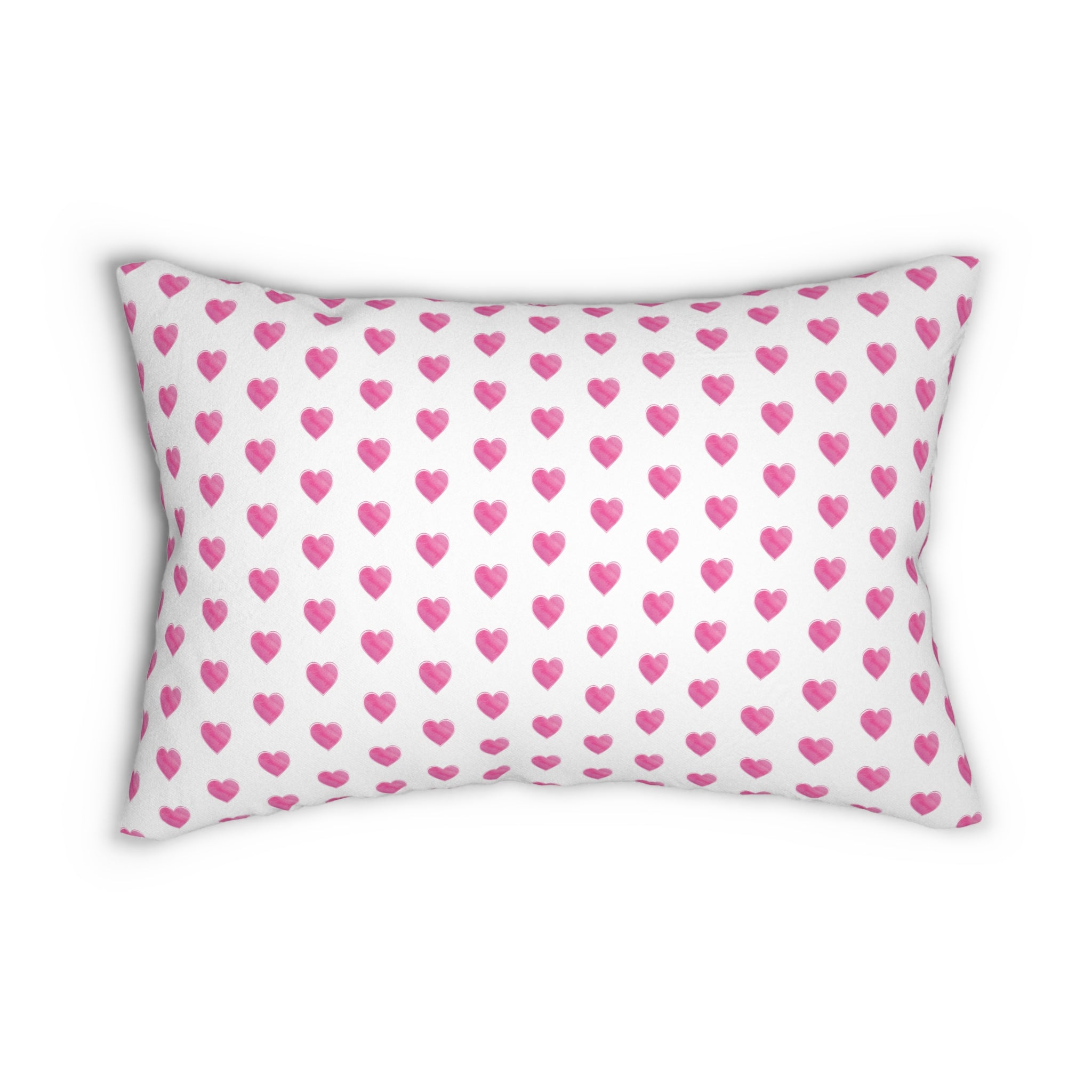Decorative Lumbar Preppy Pink Hearts Pillow with insert , 14" x 20"