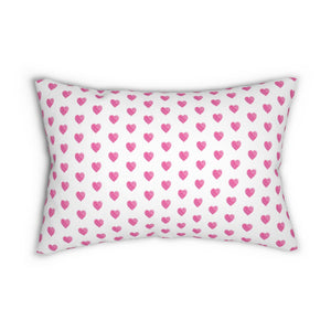 Decorative Lumbar Preppy Pink Hearts Pillow with insert , 14" x 20"