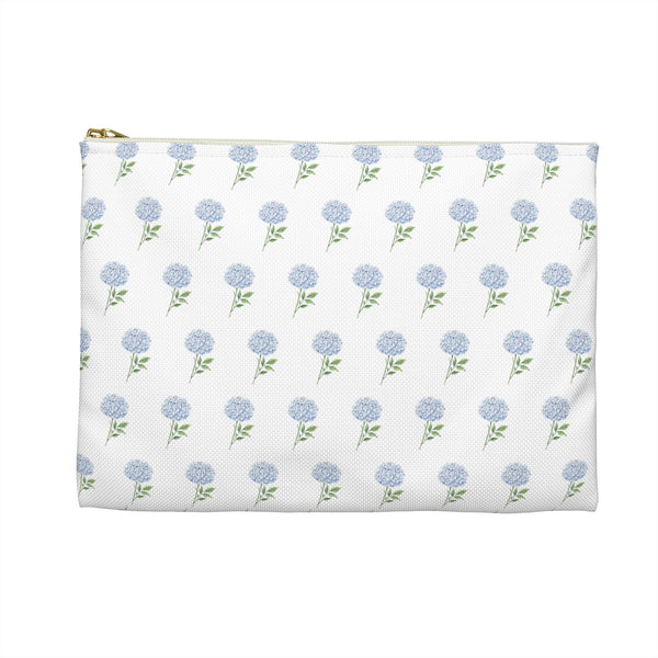 Preppy Watercolor Blue Hydrangea  Pattern Bag - Accessory Pouch Zip Closure Available in Two Sizes