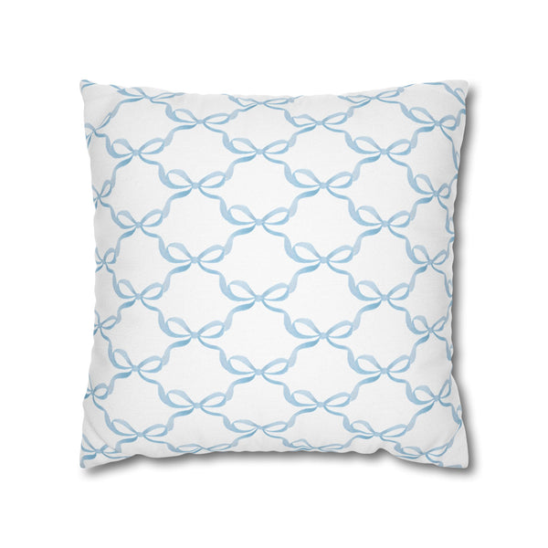 Watercolor Bow Blue Pillow Cover with Zip Closure - Cover Only - Insert not included - teen, tween, dorm room