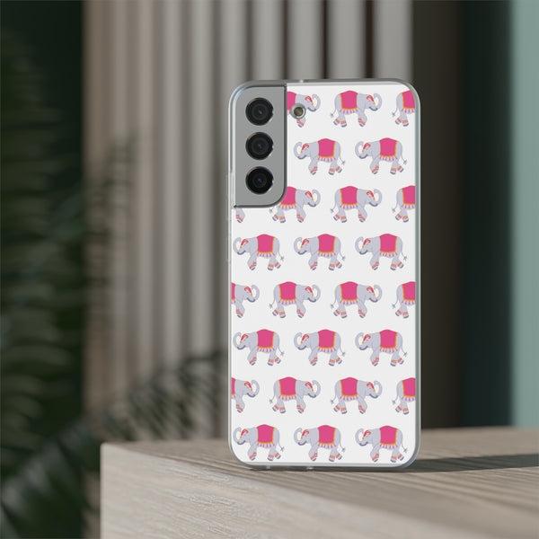 Flexible Phone Case - Preppy Chinoiserie Elephant Pattern  iphone Samsung clear access to all ports and functions