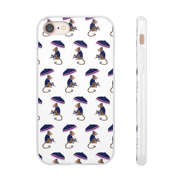 Flexible Phone Case - Preppy Chinoiserie Monkey Pattern  iphone Samsung clear access to all ports and functions