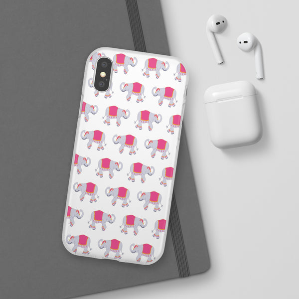 Flexible Phone Case - Preppy Chinoiserie Elephant Pattern  iphone Samsung clear access to all ports and functions