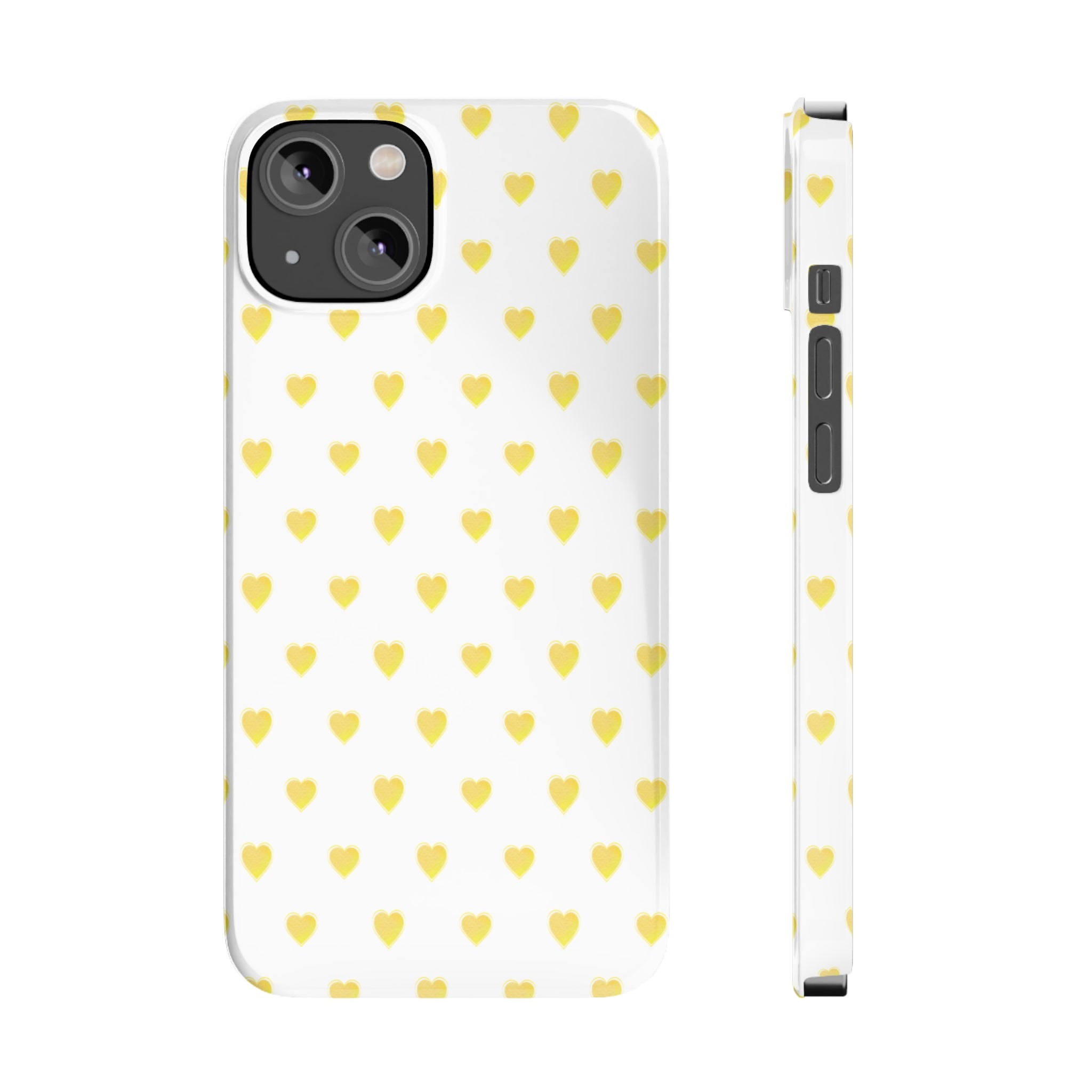 Preppy Hearts in Yellow, Heart Pattern,  Preppy Gift summer iPhone Case, Samsung Slim and Sleek, Classic, Impact Resistant Shell