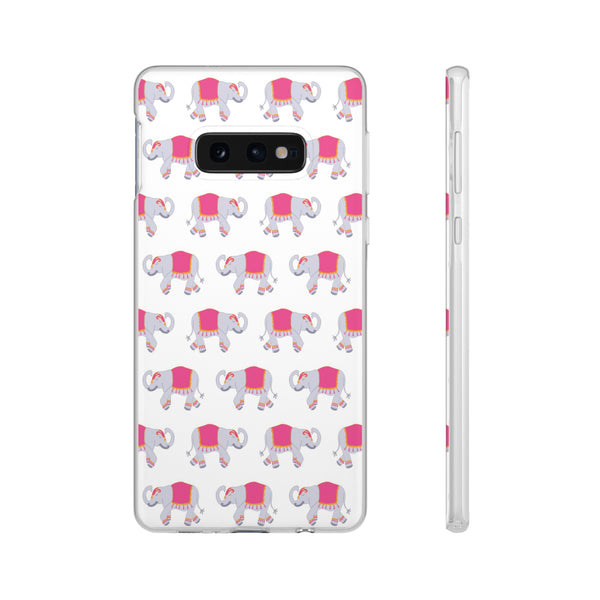 Flexible Phone Case - Preppy Chinoiserie Elephant Pattern  iphone Samsung clear access to all ports and functions