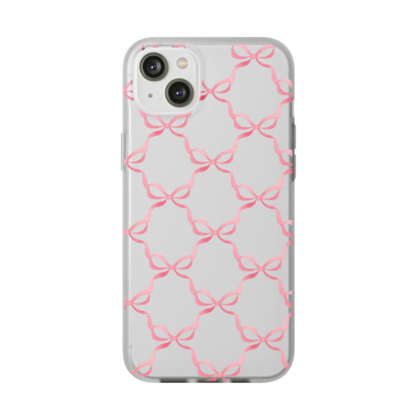 Flexible Phone Case - Preppy Chinoiserie Watercolor Bows iphone Samsung clear access to all ports and functions
