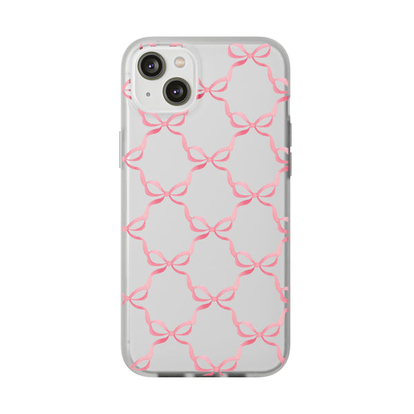 Flexible Phone Case - Preppy Chinoiserie Watercolor Bows iphone Samsung clear access to all ports and functions