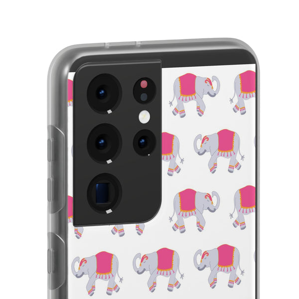 Flexible Phone Case - Preppy Chinoiserie Elephant Pattern  iphone Samsung clear access to all ports and functions