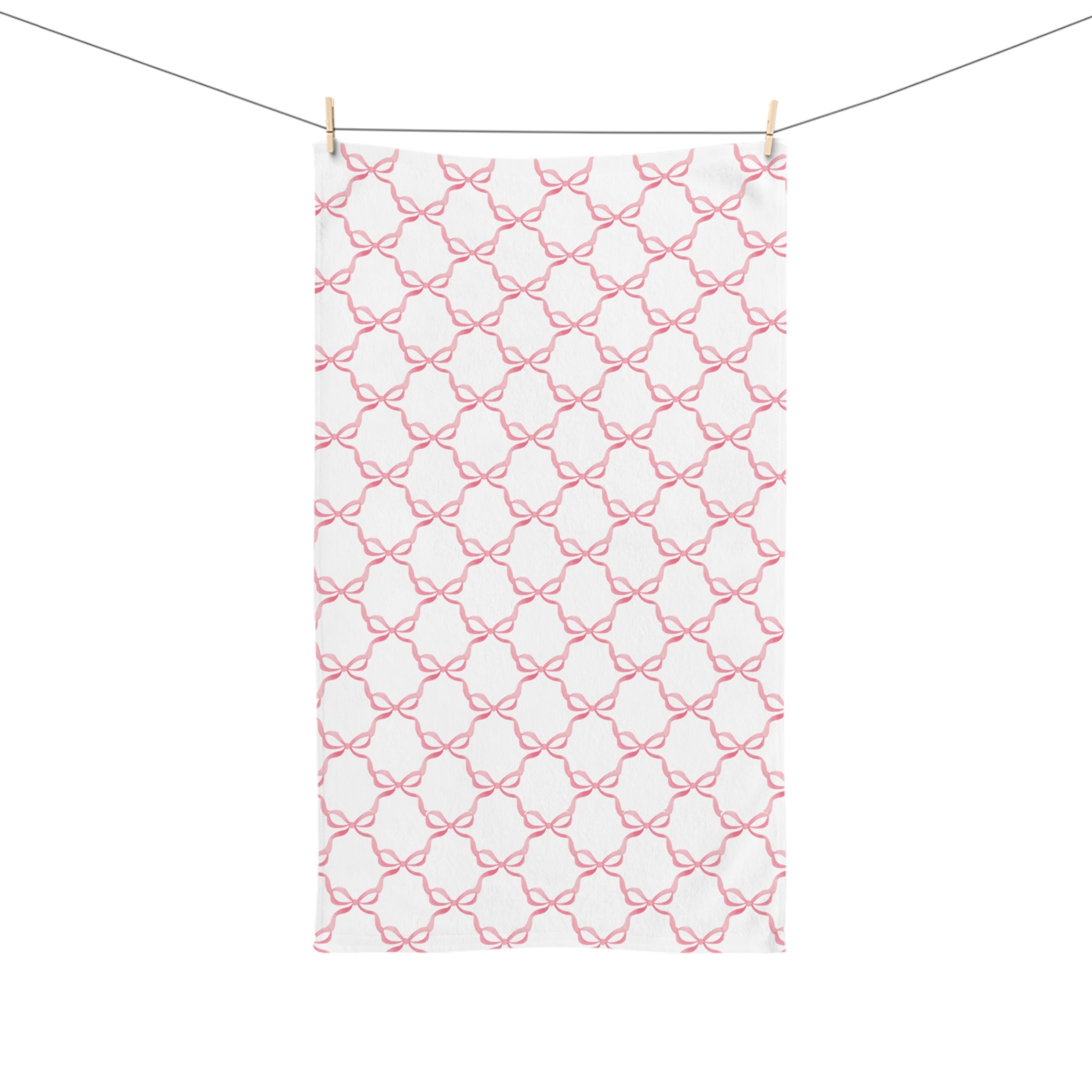 Hand Towel Watercolor Bows Pink