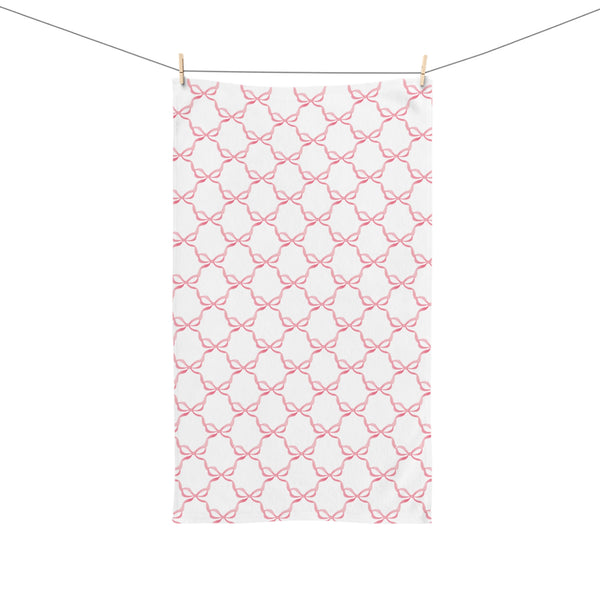 Hand Towel Watercolor Bows Pink