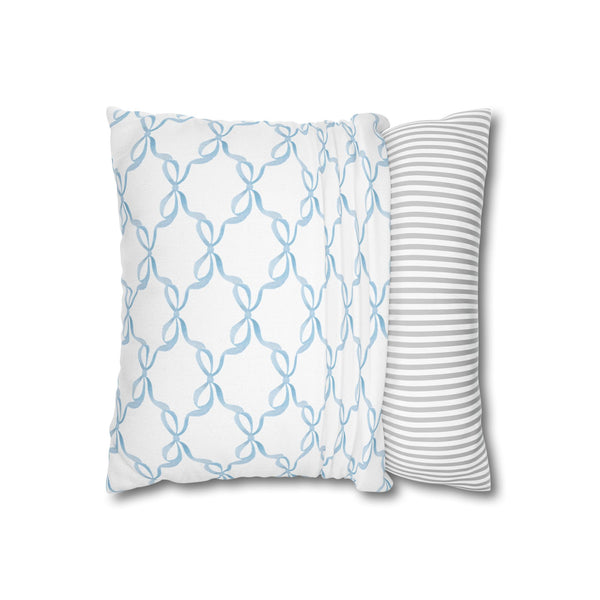 Watercolor Bow Blue Pillow Cover with Zip Closure - Cover Only - Insert not included - teen, tween, dorm room