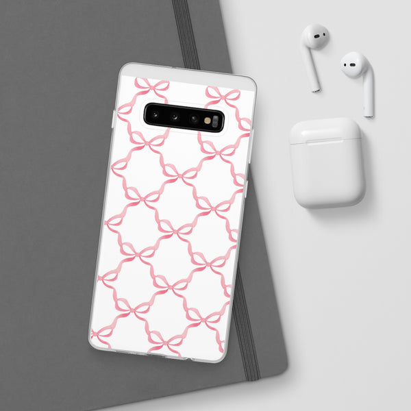 Flexible Phone Case - Preppy Chinoiserie Watercolor Bows iphone Samsung clear access to all ports and functions