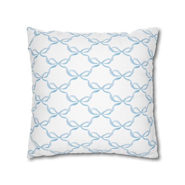 Watercolor Bow Blue Pillow Cover with Zip Closure - Cover Only - Insert not included - teen, tween, dorm room