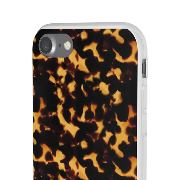 Flexible Phone Case - Tortoise Print Chic Spots leopard in classic neutral phones iphone Samsung clear access to all ports and functions