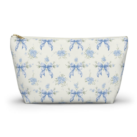 Preppy Watercolor Hearts Blue - Accessory Zip Pouch