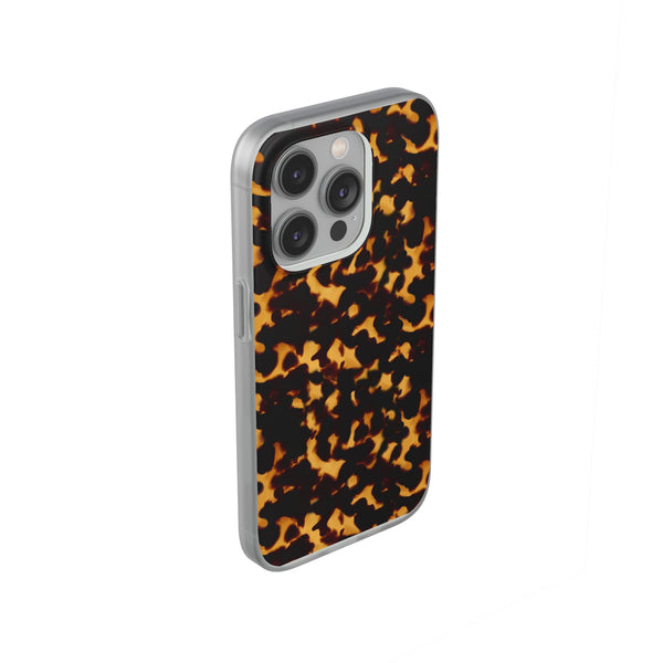 Flexible Phone Case - Tortoise Print Chic Spots leopard in classic neutral phones iphone Samsung clear access to all ports and functions