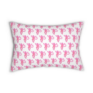 Decorative Lumbar Pillow Preppy Pink Monkeys with insert , 14" X 20"