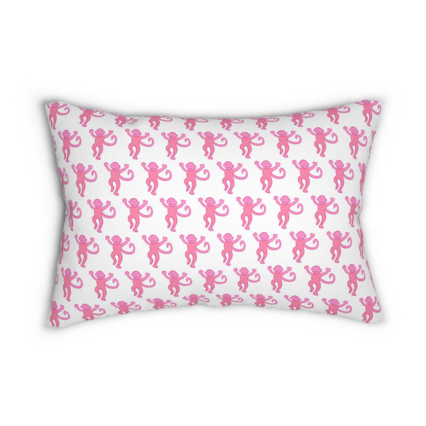 Decorative Lumbar Pillow Preppy Pink Monkeys with insert , 14" X 20"