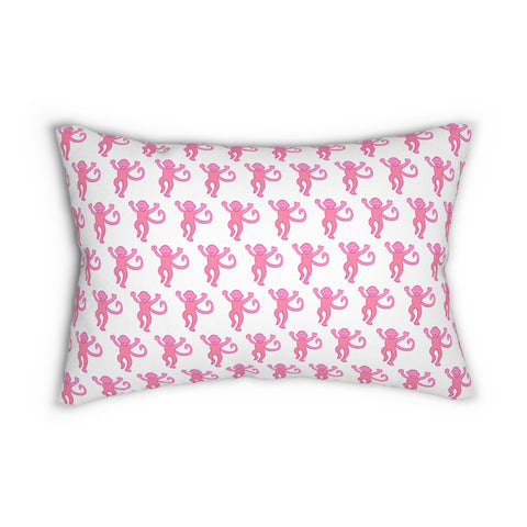Decorative Lumbar Pillow Preppy Pink Monkeys with insert , 14" X 20"
