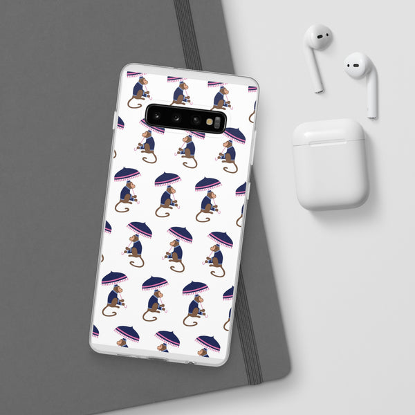 Flexible Phone Case - Preppy Chinoiserie Monkey Pattern  iphone Samsung clear access to all ports and functions