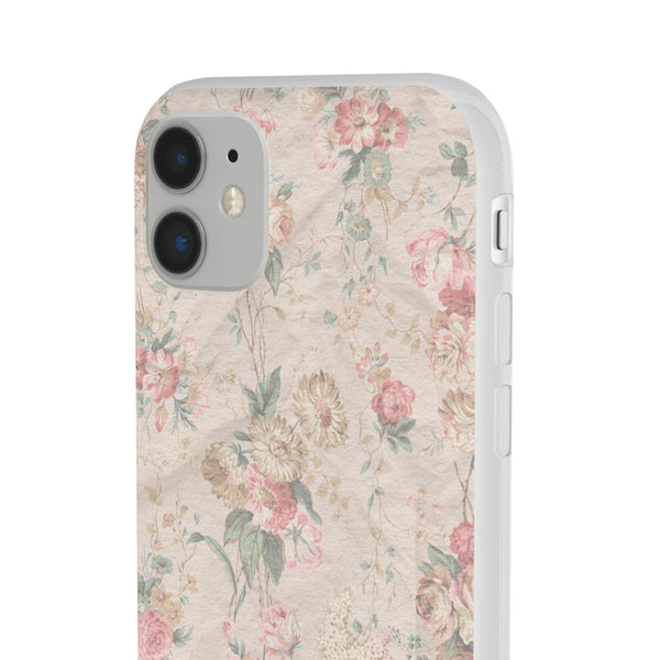 Flexible Phone Case in Romantic Floral Print - Beige, Neutral Tones