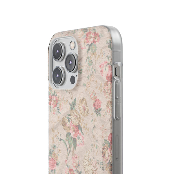 Flexible Phone Case in Romantic Floral Print - Beige, Neutral Tones