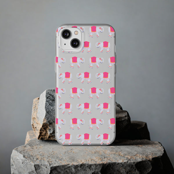 Flexible Phone Case - Preppy Chinoiserie Elephant Pattern  iphone Samsung clear access to all ports and functions