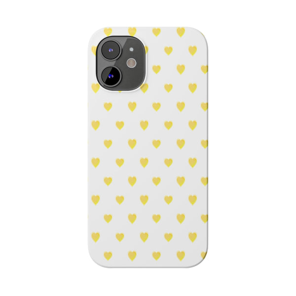 Preppy Hearts in Yellow, Heart Pattern,  Preppy Gift summer iPhone Case, Samsung Slim and Sleek, Classic, Impact Resistant Shell