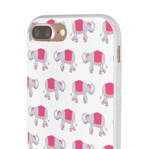 Flexible Phone Case - Preppy Chinoiserie Elephant Pattern  iphone Samsung clear access to all ports and functions