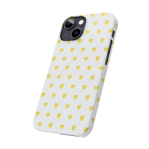 Preppy Hearts in Yellow, Heart Pattern,  Preppy Gift summer iPhone Case, Samsung Slim and Sleek, Classic, Impact Resistant Shell