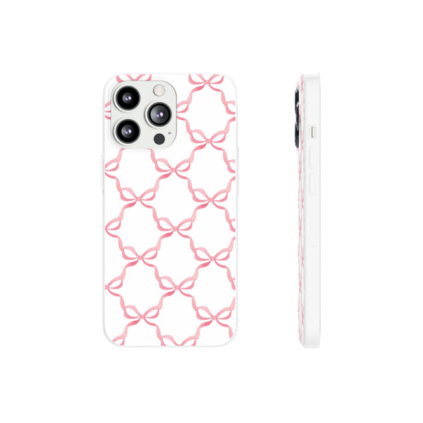 Flexible Phone Case - Preppy Chinoiserie Watercolor Bows iphone Samsung clear access to all ports and functions