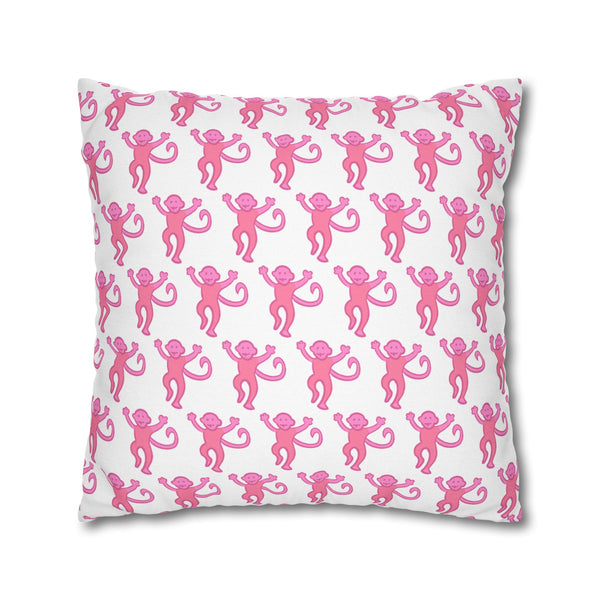 Preppy Monkey Pattern Hot Pink Pillow Cover with Zip Closure - Cover Only - Insert not included