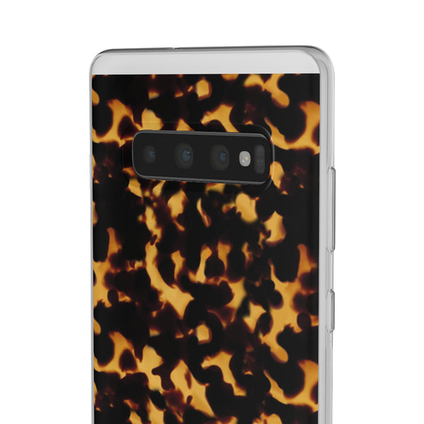 Flexible Phone Case - Tortoise Print Chic Spots leopard in classic neutral phones iphone Samsung clear access to all ports and functions
