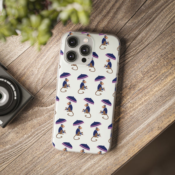 Flexible Phone Case - Preppy Chinoiserie Monkey Pattern  iphone Samsung clear access to all ports and functions