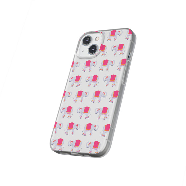 Flexible Phone Case - Preppy Chinoiserie Elephant Pattern  iphone Samsung clear access to all ports and functions