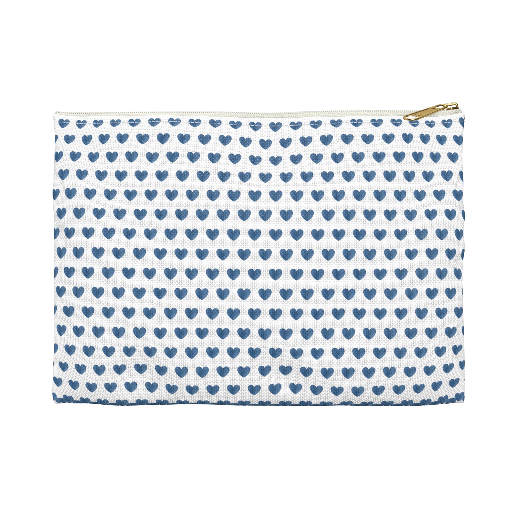 Preppy Navy Hearts Zip Clutch Pouch, Makeup toiletry travel bag, laminated interior