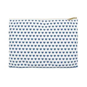 Preppy Navy Hearts Zip Clutch Pouch, Makeup toiletry travel bag, laminated interior